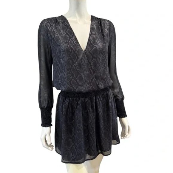 VERONICA M | Metallic Python Print Blouson Mini Dress (Size S) - Picture 1 of 7